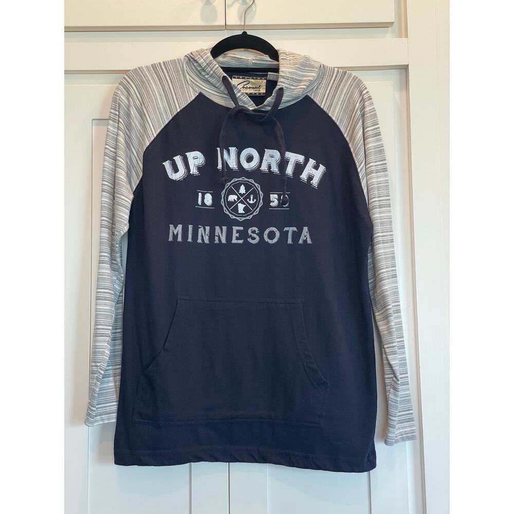 Coconut Creek Trading CO Minnesota raglan hoodie blue and gray Med unisex